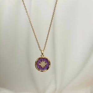 Naszyjnik ze stali chirurgicznej Violet Star Charm